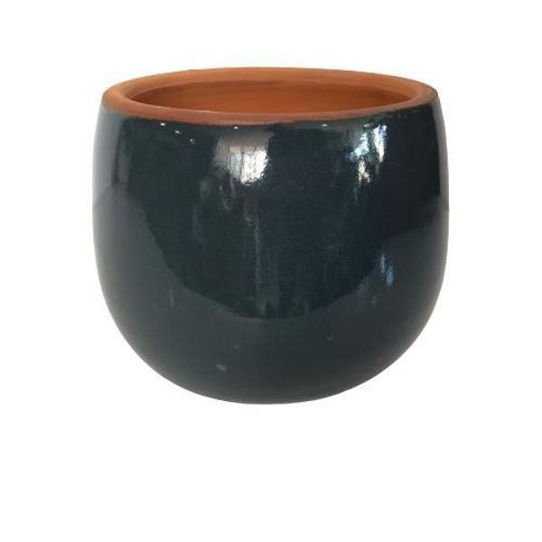 ANTRASİT RENK SIRLI EL YAPIMI KÜÇÜK BOY TOPRAK SAKSI (11*11 CM) - Image 1