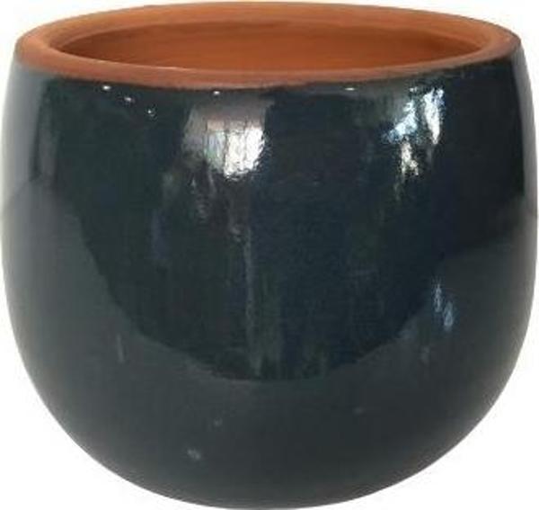 ANTRASİT RENK SIRLI EL YAPIMI KÜÇÜK BOY TOPRAK SAKSI (11*11 CM) - Image 1
