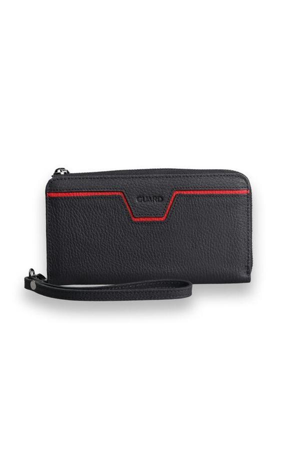 Guard Mat Siyah - Kırmızı Çok Fonksiyonlu Hakiki Deri Cüzdan ve El Çantası Erkek / Kadın P3071 - Image 1