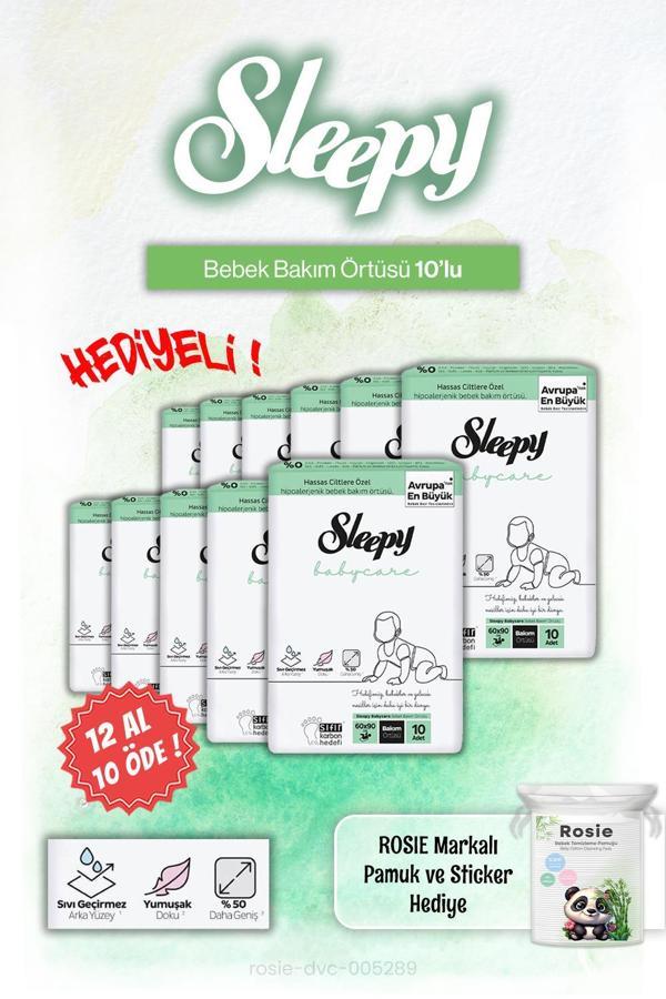 12 AL 10 ÖDE Sleepy Babycare 10'lu Bebek Bakım Örtüsü ve Rosie Pamuk Hediye - Image 1