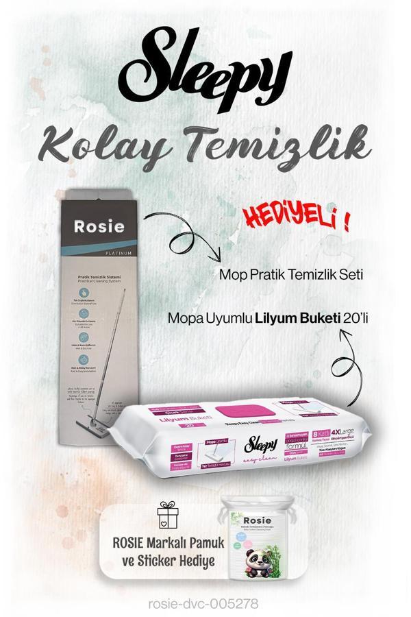 Sleepy 20'li Lilyum Buketi Mopa uyumlu ve Mop Seti, Rosie Hediyeli - Image 1