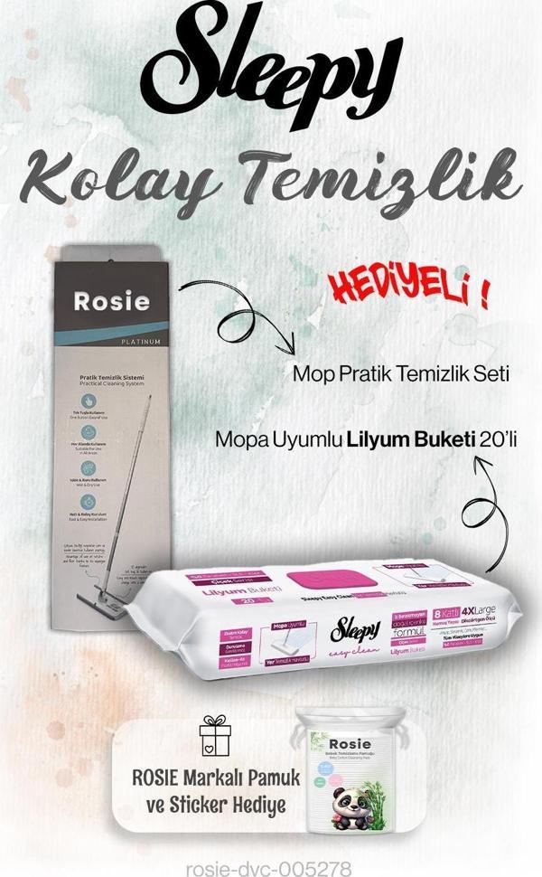 Sleepy 20'li Lilyum Buketi Mopa uyumlu ve Mop Seti, Rosie Hediyeli - Image 1