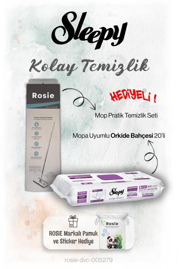 Sleepy 20'li Orkide Bahçesi Mopa uyumlu ve Mop Seti, Rosie Hediyeli - Image 1