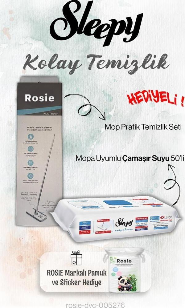 Sleepy 50'li Çamaşır Suyu Mopa uyumlu ve Mop Seti, Rosie Hediyeli - Image 1