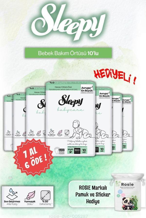 Sleepy 7 AL 6 ÖDE Babycare Bebek Bakım Örtüsü 10'lu ve Rosie Pamuk Hediye - Image 1