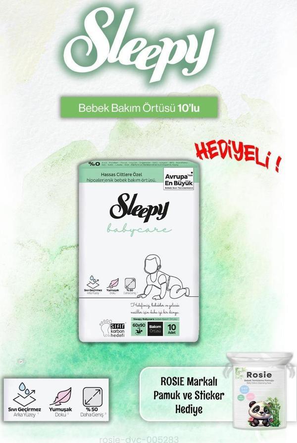 Sleepy Babycare Bebek Bakım Örtüsü 10'lu ve Rosie Pamuk Hediye - Image 1