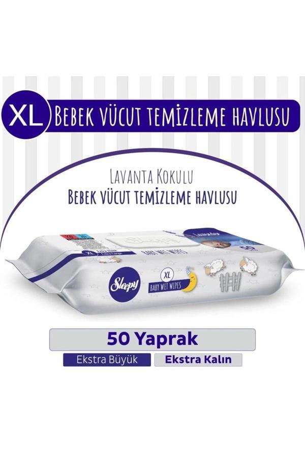 Sleepy XL Lavanta Kokulu Bebek Vücut Temizleme Mendili 50 Yaprak - Image 1