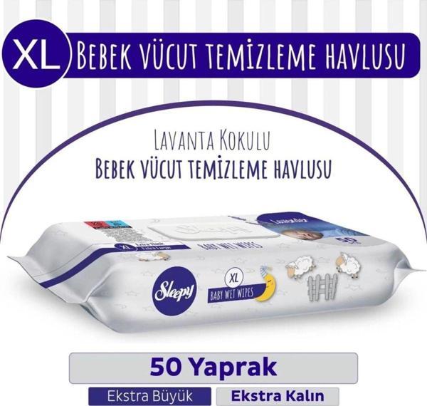 Sleepy XL Lavanta Kokulu Bebek Vücut Temizleme Mendili 50 Yaprak - Image 1