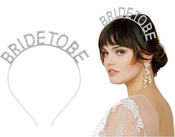 Gümüş Kaplama Kristal Taşlı Bride To Be Gelin Tacı 16x17 Cm - Image 1
