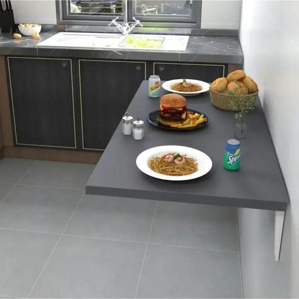 Rahison Lüx Duvara Monte Katlanır Çalışma Masası, Mutfak Masası 90*45Cm Antrasit - Image 1