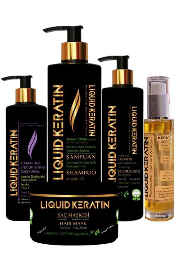Kuru Mat Sert Kabaran Saçlar İçin 5'li Keratin Bakım Seti - Image 1