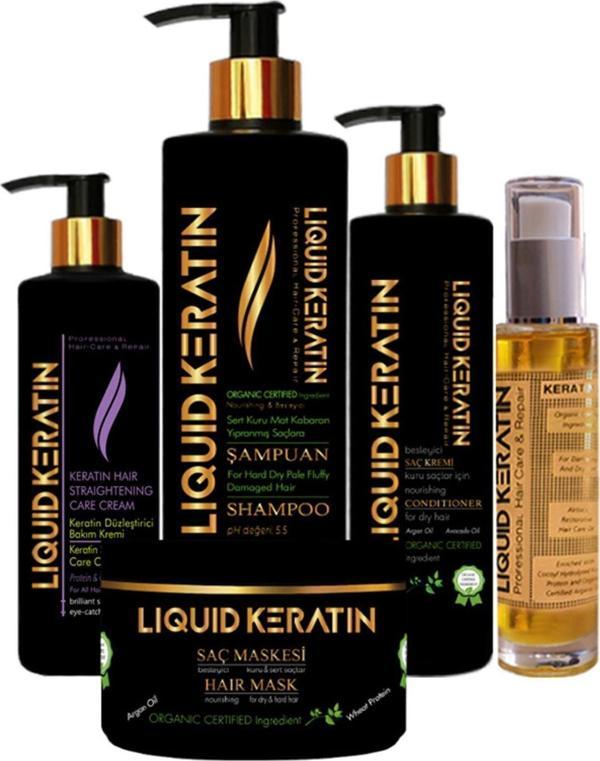 Kuru Mat Sert Kabaran Saçlar İçin 5'li Keratin Bakım Seti - Image 1