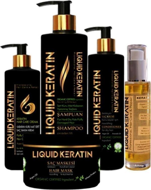 Kabaran Kuru Mat Sert Saçlar Için Keratin Bakım Seti (5'Lİ) - Image 1