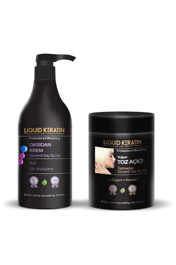 Keratinli Gri Toz Açıcı Oksidan Krem - Yakmadan Saç Rengi Açma Seti (500 500=1000ML) Kuaför Boy - Image 1