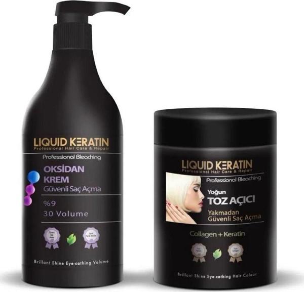 Keratinli Gri Toz Açıcı Oksidan Krem - Yakmadan Saç Rengi Açma Seti (500 500=1000ML) Kuaför Boy - Image 1