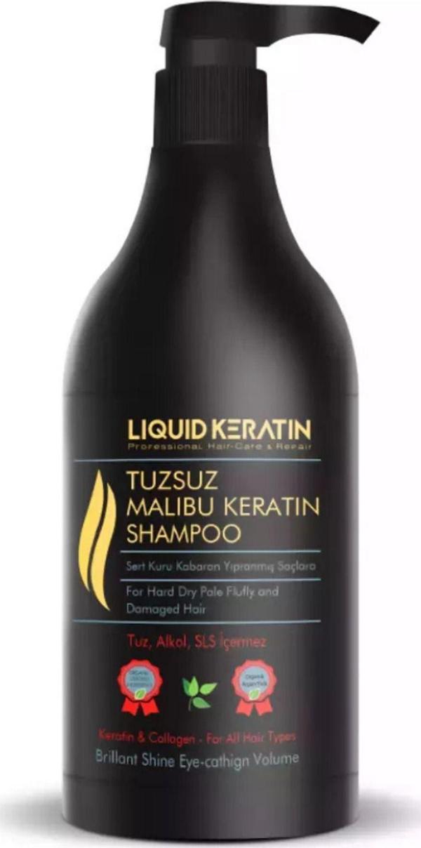 Tuzsuz Sülfatsız Malibu Keratin Şampuanı (1000ML) - Kuru Sert Kabaran Saçlar Için - Image 1