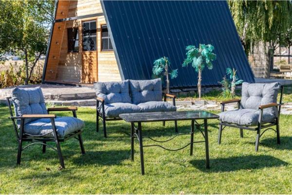 Rattani Tarz Model 2+1+1 Bahçe Mobilyası (Masa Hediye) Balkon Takımı, Açık Gri - Image 1