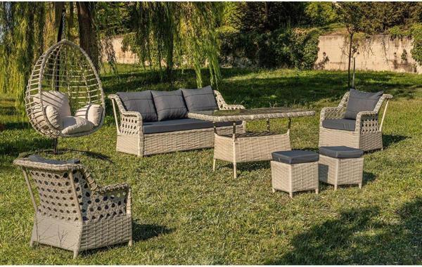 Rattani Lupa Eslem Rattan Bahçe Mobilyası 3+1+1 Puf Ve Salıncak Dahil" Masalı Garantili - Image 1