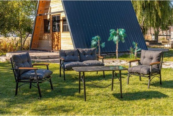 Rattani Tarz Model 2+1+1 Bahçe Mobilyası (Masa Hediye) Balkon Takımı, Antrasit - Image 1