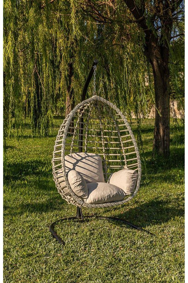 Rattani Eylül Tek Kişilik Salıncak Rattan, Krem - Image 1