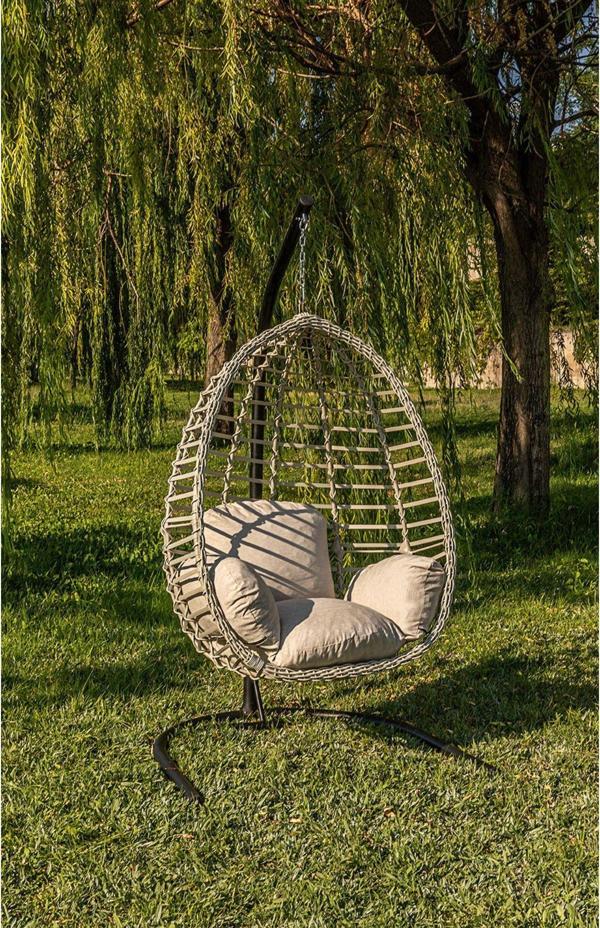 Rattani Eylül Tek Kişilik Salıncak Rattan, Krem - Image 1