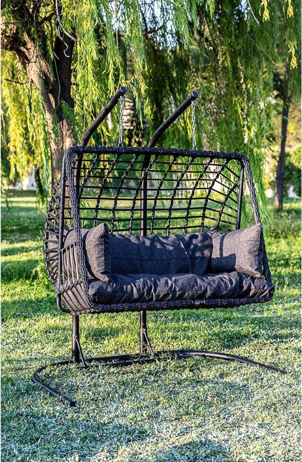 Rattani Legend Çift Kişilik Salıncak, Rattan, Antrasit - Image 1