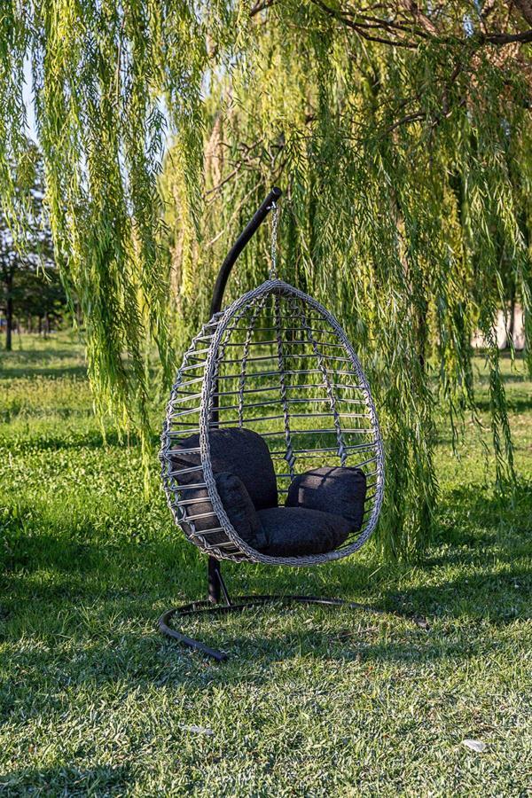 Rattani Eylül Tek Kişilik Salıncak Rattan, Gri - Image 1