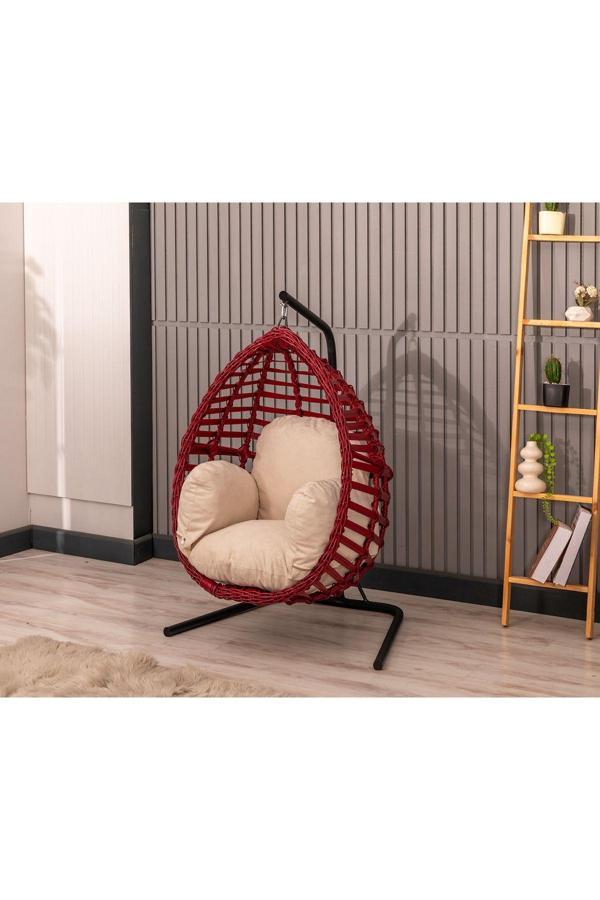 Rattani Armoni Tek Kişilik Çocuk Salıncak, Kırmızı, Rattan - Image 1