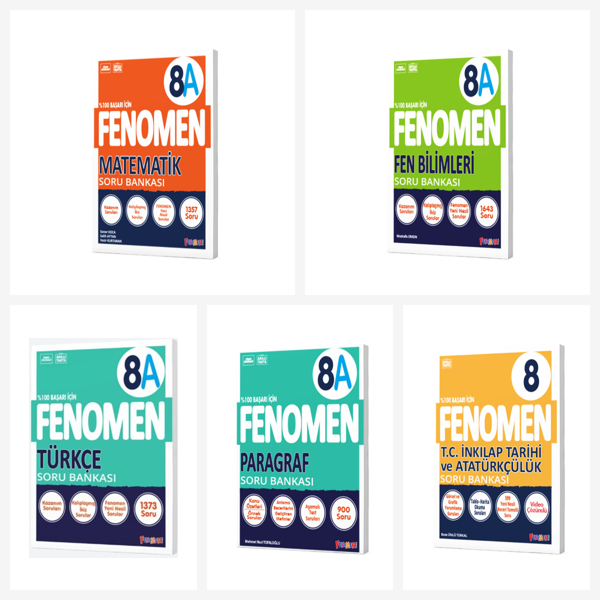Fenomen 8. Sınıf Tüm Dersler A Soru Bankası Seti 5 Kitap Fenomen Yayınları - Bi bigelio - Image 1