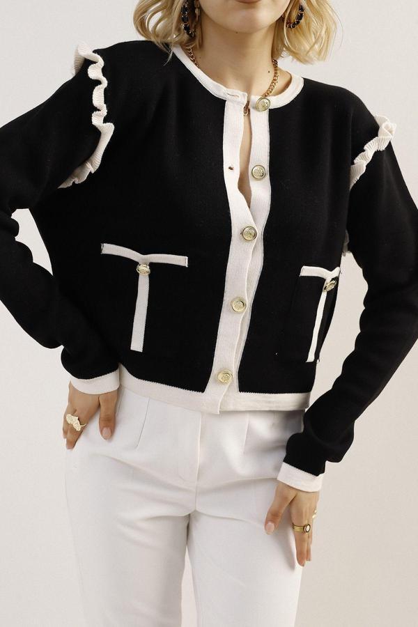 Winter Club Kadın Omuz Detayı Fırfırlı Hırka - Image 1