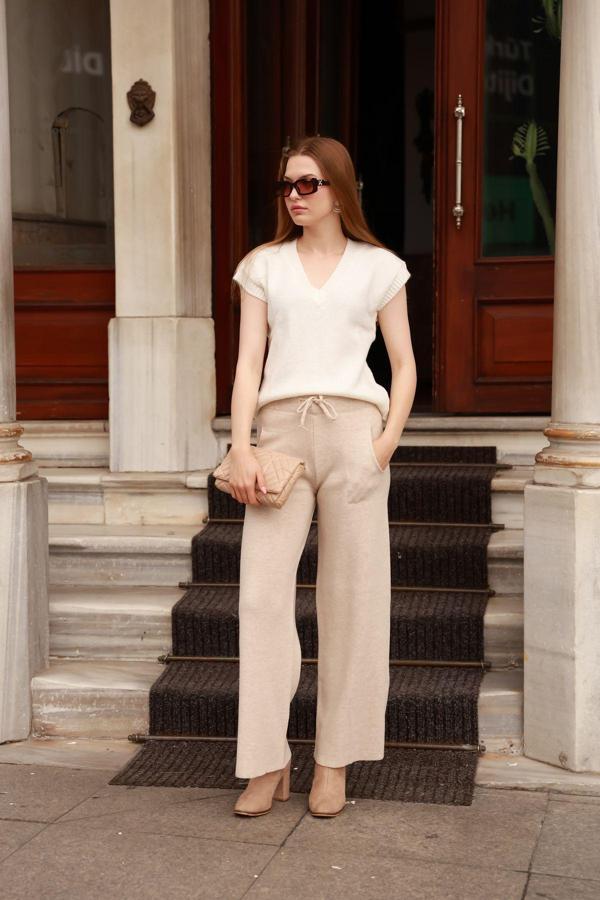 Winter Club Kadın Çift Cepli Normal Kalıp Triko Pantolon - Image 1