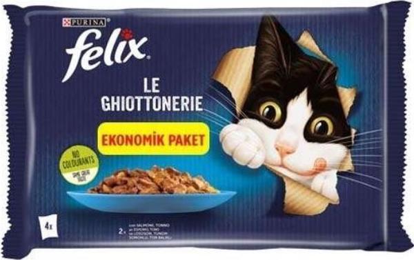 Felix Multi Pouch Somonlu ve Ton Balıklı Yaş Kedi Maması 4 X 85 Gr - Image 1
