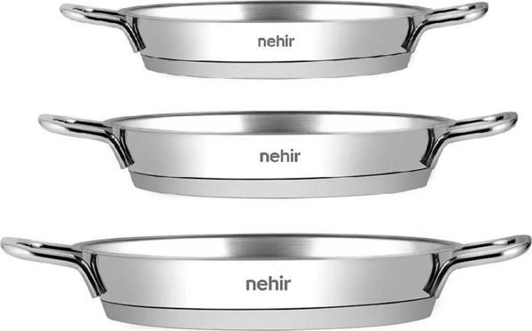 Nehir Silver Çelik İtalyan Omlet Sahan Seti Kapaksız 3'lü (16-18-20cm) - Image 1