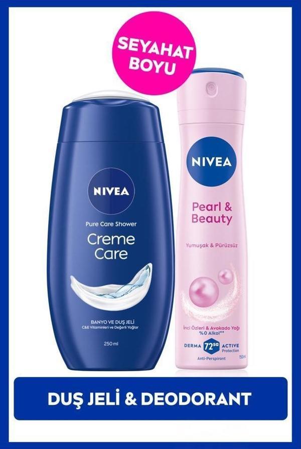 Creme Care Nemlendirici Duş Jeli 250ml ve Sprey Deodorant Pearl&Beauty 150ml,72 Saat Anti-perspirant - Image 1