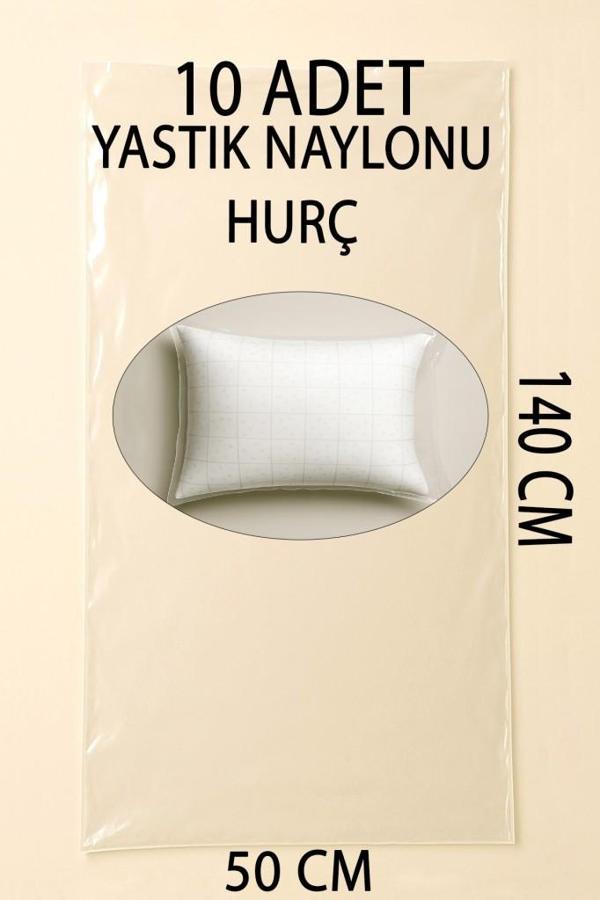 10 Adet 140cm×50cm Şeffaf Naylon Taşınma Saklama Yastık Naylonu Torbası Hurç - Image 1