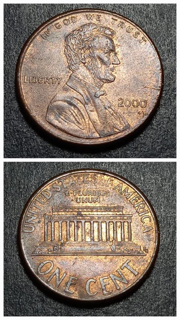 Escoines Koleksiyon 39963687b211155ce1 Abraham Lincoln 2000 ABD one Cent ÇT Para - Image 1