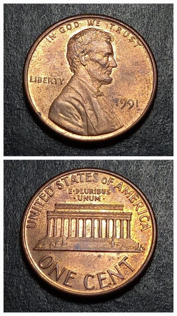 Escoines Koleksiyon 39963689a720567a78 Abraham Lincoln 1991 ABD one Cent CA Para - Image 1