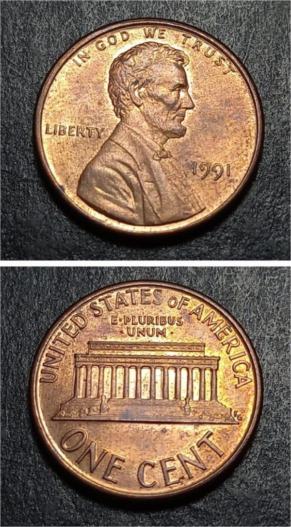 Escoines Koleksiyon 39963689a720567a78 Abraham Lincoln 1991 ABD one Cent CA Para - Image 1