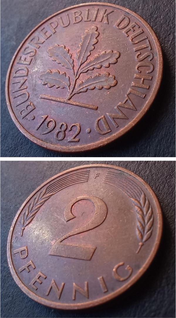 Escoines 39963689a675d06e0a 1982 F Almanya 2 Pfennig ÇİL para - Image 1