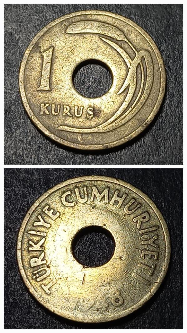 Escoines 3996368991232a2b67 1948 1kuruş haliyle %70 Bakır ve %30 Çinko para - Image 1