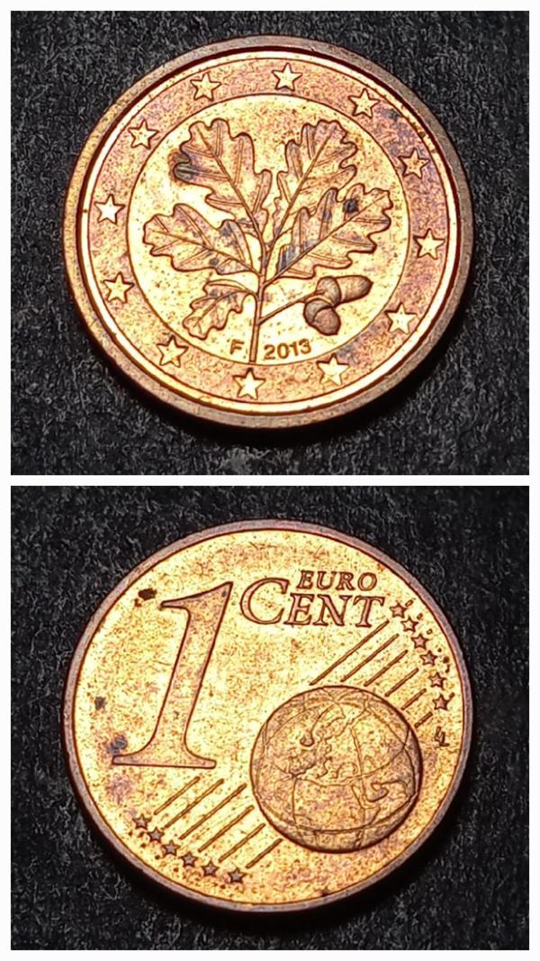 Escoines 39963689910a5cfe03 Almanya 1 Eurocent, 2013 bakır kaplı çelik ÇT Para - Image 1