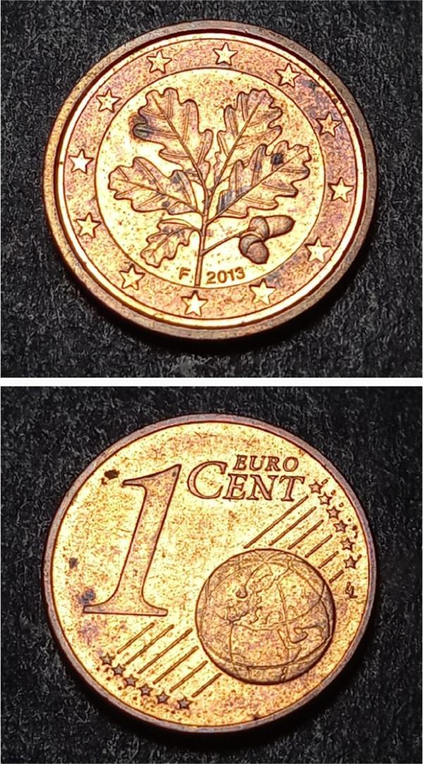Escoines 39963689910a5cfe03 Almanya 1 Eurocent, 2013 bakır kaplı çelik ÇT Para - Image 1