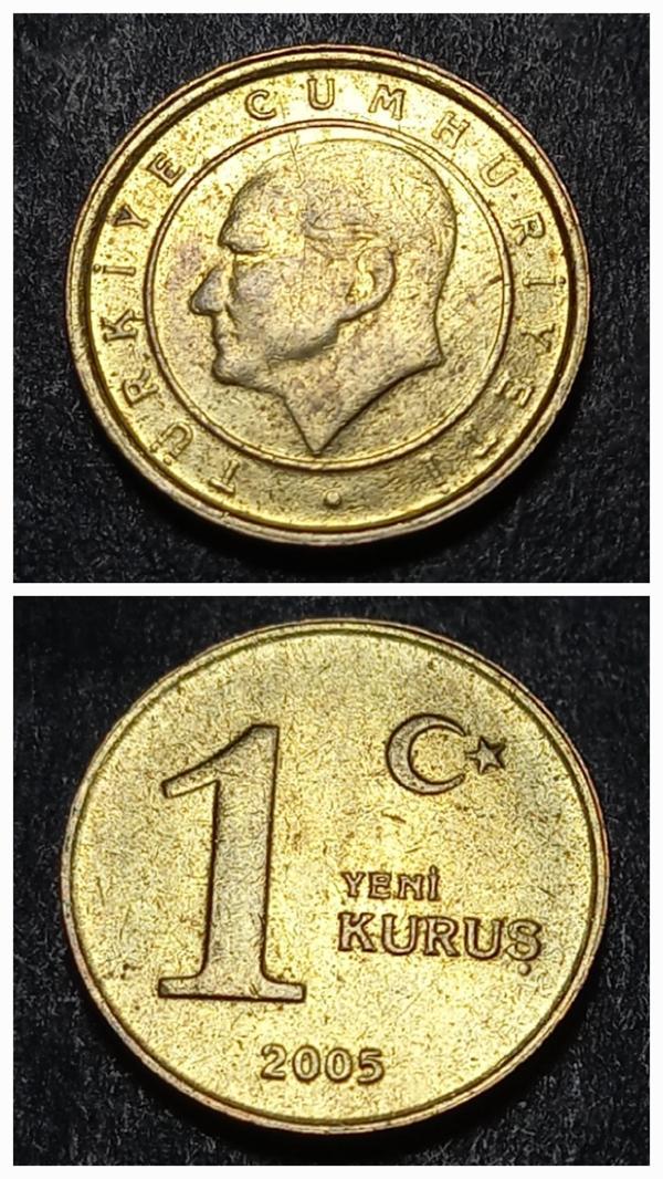 Escoines 39963689901fb333c1 2005 1 Yeni Kuruş YTL ÇT+ %70 Bakır ve %30 Çinko para - Image 1