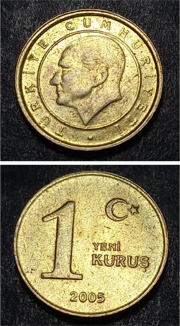 Escoines 39963689901fb333c1 2005 1 Yeni Kuruş YTL ÇT+ %70 Bakır ve %30 Çinko para - Image 1