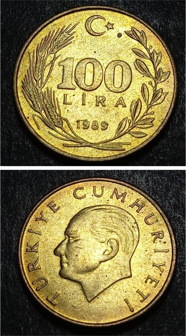 Escoines 3996368991b87f0852 1989 100 lira ççt+ %70 Bakır para - Image 1