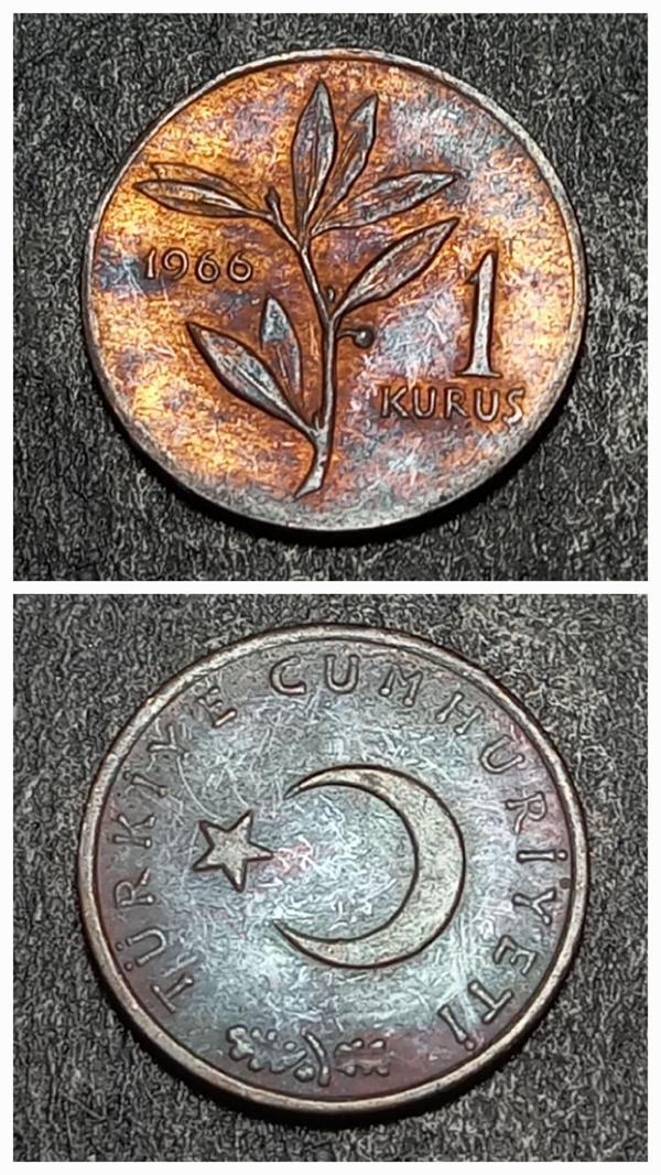 Escoines 3996368991cdfe2d16 1966 1kuruş %95 Bakır para - Image 1