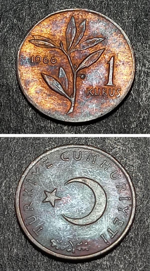 Escoines 3996368991cdfe2d16 1966 1kuruş %95 Bakır para - Image 1