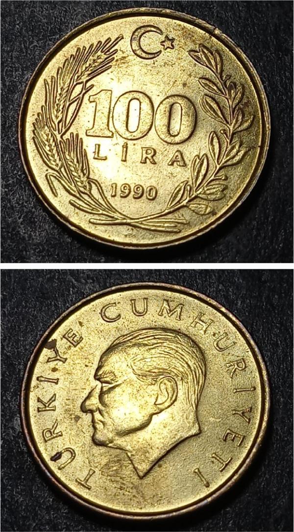 Escoines 3996368990171b4a22 1990 100LİRA ÇÇT+ %70 Bakır para - Image 1