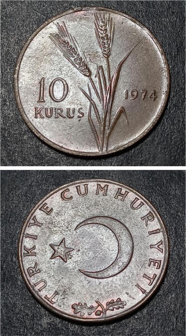 Escoines 3996368990195a62d7 1974 10KURUŞ ÇÇT+ %97 Bakır para - Image 1