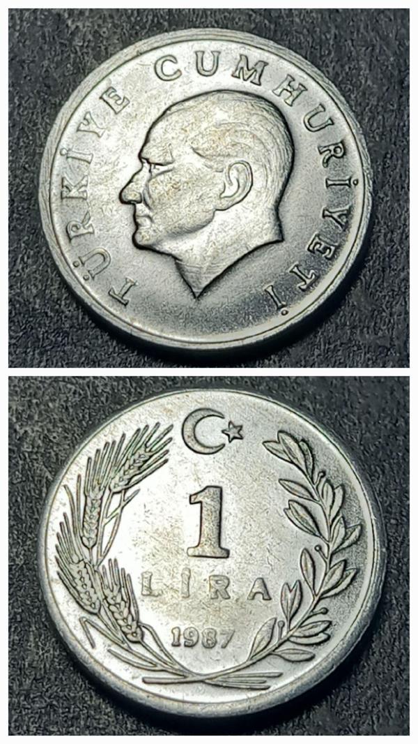Escoines 39963689911d9e3d7d 1987 1lira ççt+ Aliminyum para - Image 1